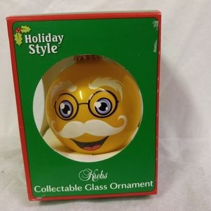 💕3/$20 Krebs Collectible Glass Emoji Ornament STACHING THROUGH THE SNOW 3"